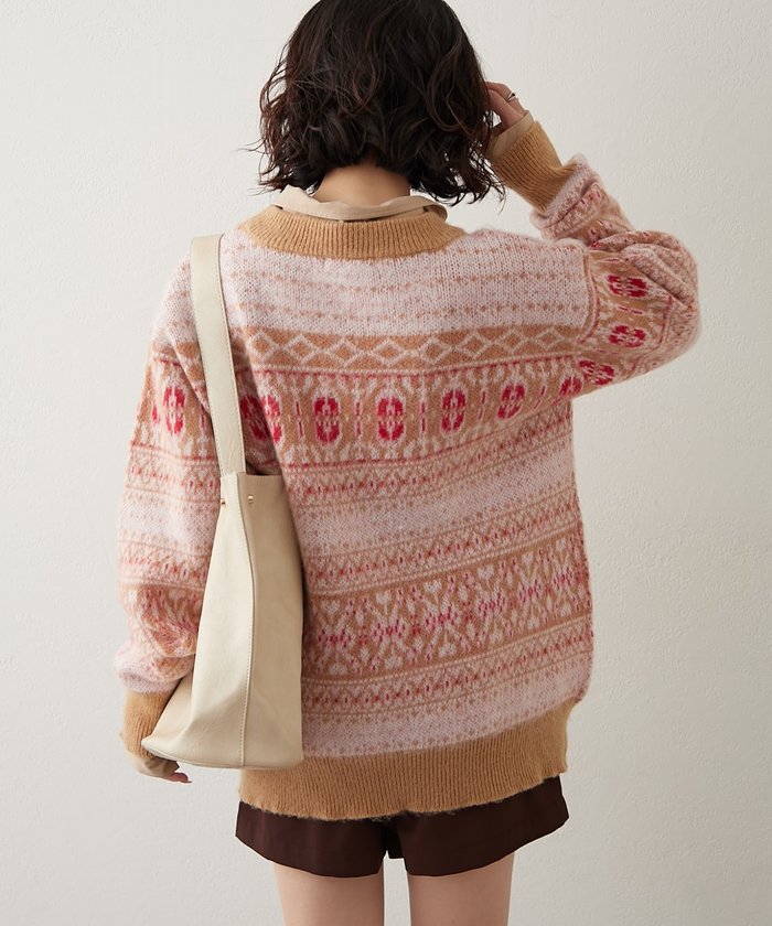 ナイスクラップ NICE CLAUP 【NUNIFE】超起毛チロリアンニット （BK） BK