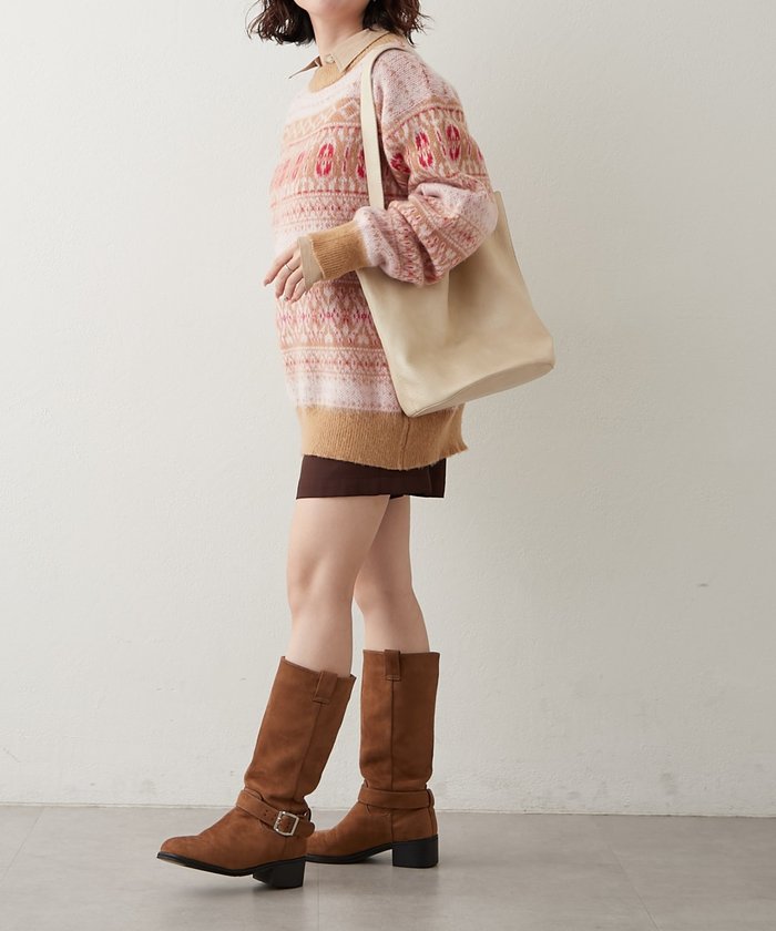 ナイスクラップ NICE CLAUP 【NUNIFE】超起毛チロリアンニット （BK） BK