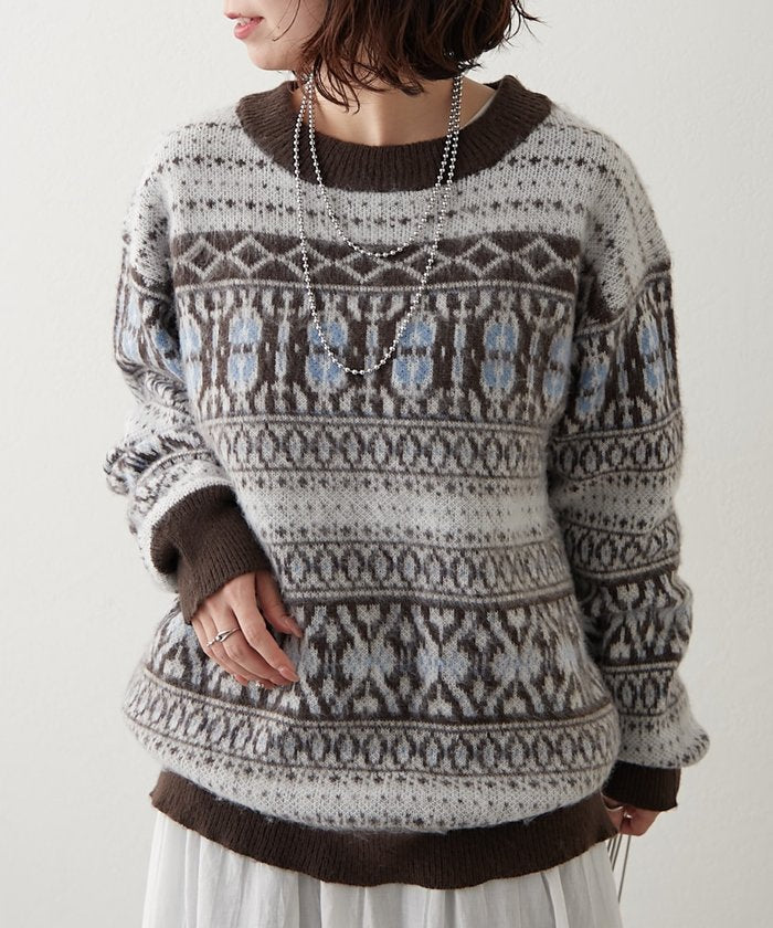 ナイスクラップ NICE CLAUP 【NUNIFE】超起毛チロリアンニット （BK） BK