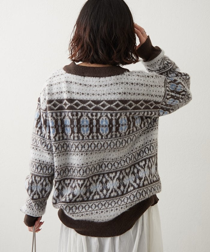 ナイスクラップ NICE CLAUP 【NUNIFE】超起毛チロリアンニット （BK） BK