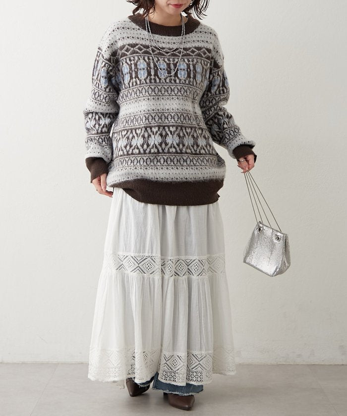 ナイスクラップ NICE CLAUP 【NUNIFE】超起毛チロリアンニット （BK） BK