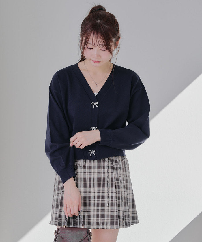 NICE CLAUP NICE CLAUP 【Spring New Arrivals】 Glitter Ribbon Cardigan