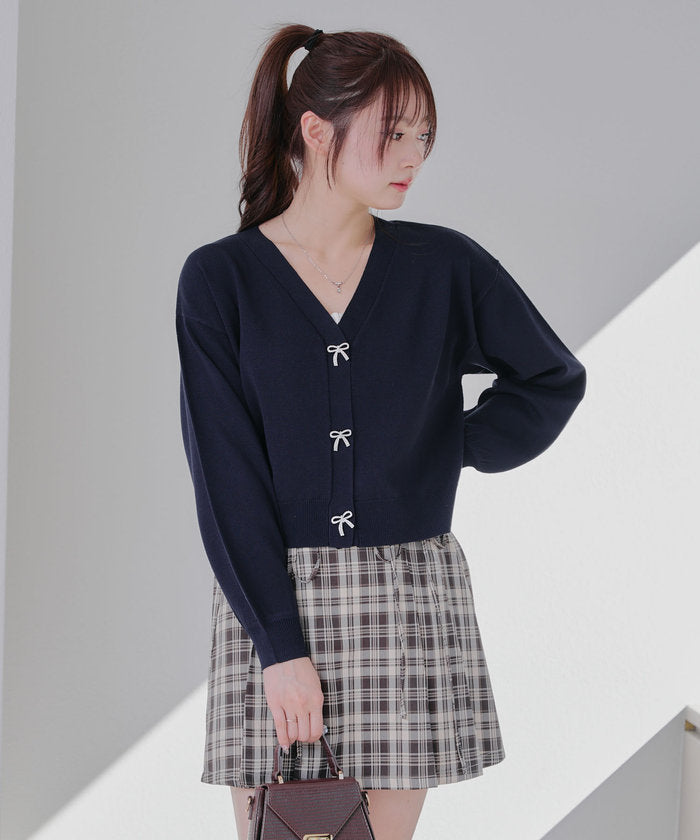 NICE CLAUP NICE CLAUP 【Spring New Arrivals】 Glitter Ribbon Cardigan