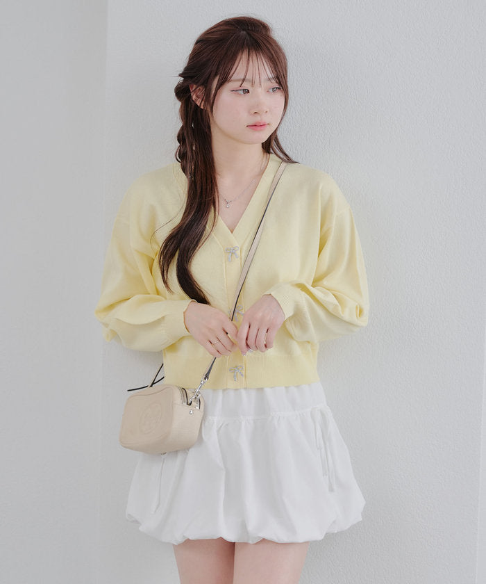 NICE CLAUP NICE CLAUP 【Spring New Arrivals】 Glitter Ribbon Cardigan