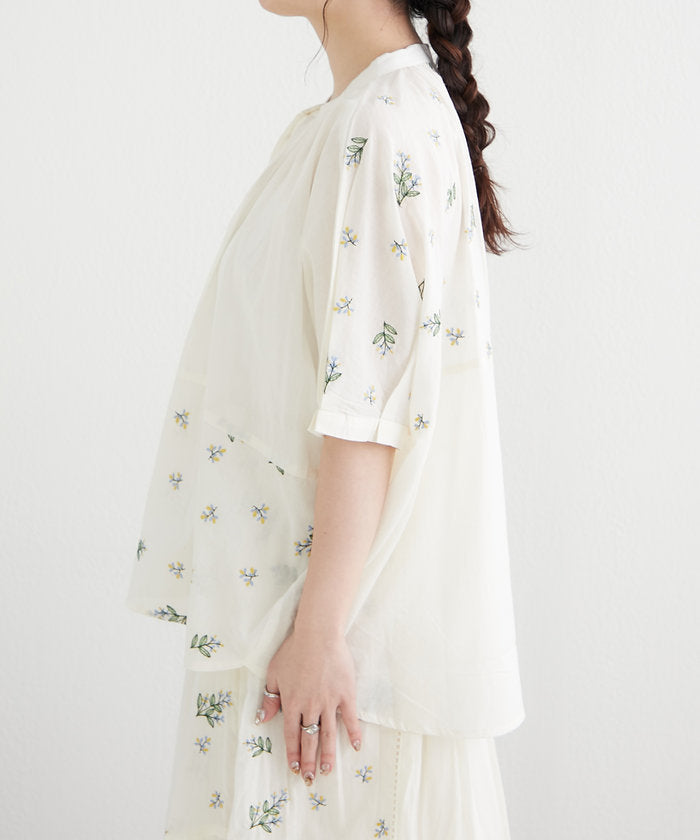 ナイスクラップ NICE CLAUP 【India Series】【SETUP対応】ミモザ刺繍ドルマンブラウス （NVY） NVY