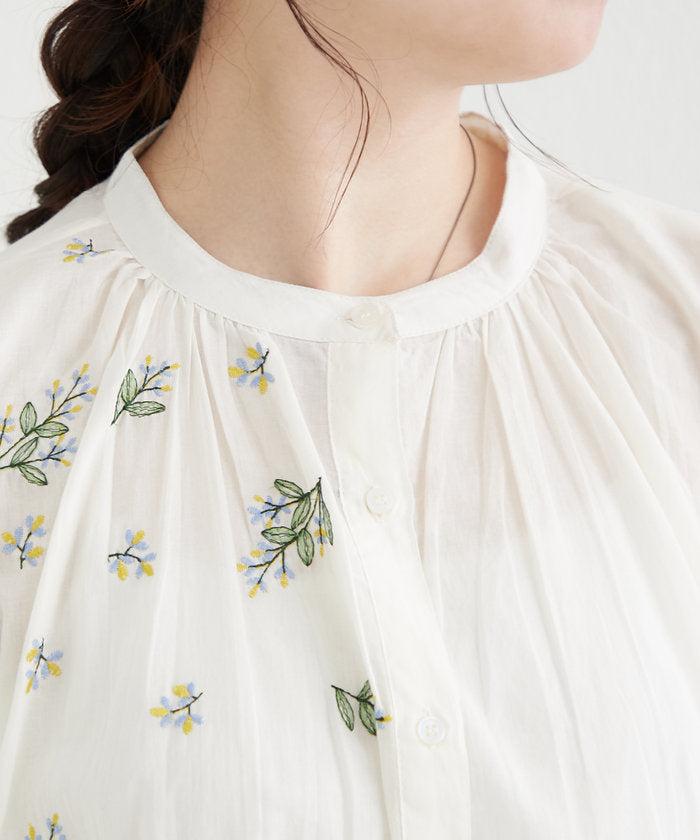 ナイスクラップ NICE CLAUP 【India Series】【SETUP対応】ミモザ刺繍ドルマンブラウス （NVY） NVY