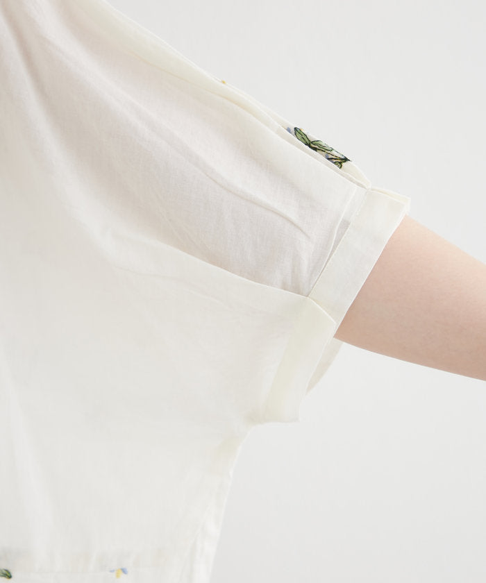 ナイスクラップ NICE CLAUP 【India Series】【SETUP対応】ミモザ刺繍ドルマンブラウス （NVY） NVY