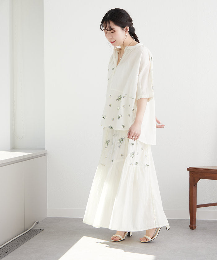 ナイスクラップ NICE CLAUP 【India Series】【SETUP対応】ミモザ刺繍ドルマンブラウス （IVY） IVY