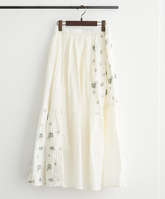 ナイスクラップ NICE CLAUP 【India Series】【SETUP対応】ミモザ刺繍ギャザースカート （IVY） IVY
