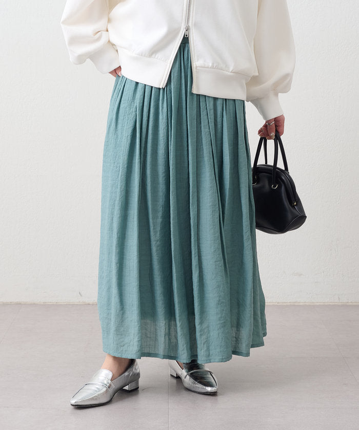 ナイスクラップ NICE CLAUP 春夏で着まわせる、ギャザーロングスカート （BK） BK