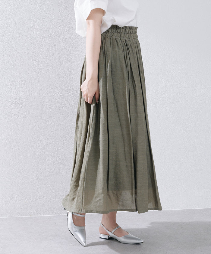 ナイスクラップ NICE CLAUP 春夏で着まわせる、ギャザーロングスカート （BK） BK