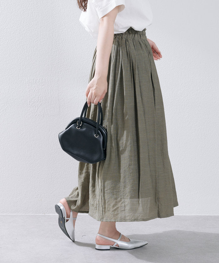 ナイスクラップ NICE CLAUP 春夏で着まわせる、ギャザーロングスカート （BK） BK