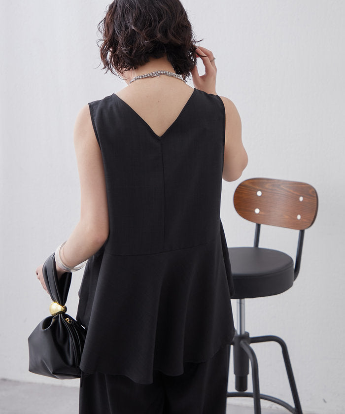 ナイスクラップ NICE CLAUP 【SET UP商品】前ZIPペプラムベスト＆ワイドパンツ （BE） BE