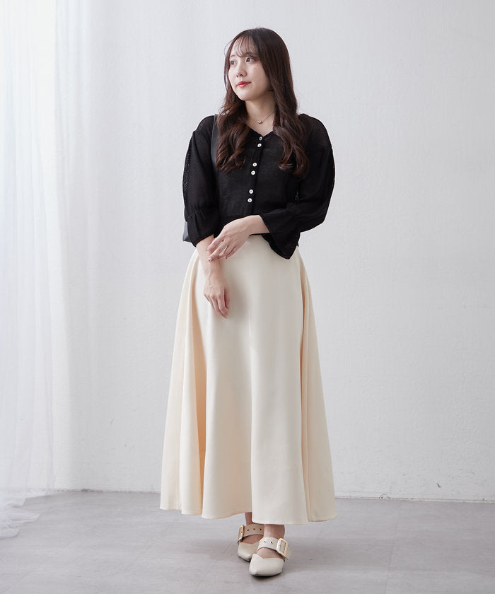 ナイスクラップ NICE CLAUP 麻風素材、キャンディ袖カーディガン （BE） BE