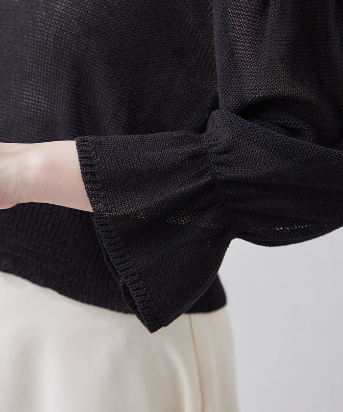 ナイスクラップ NICE CLAUP 麻風素材、キャンディ袖カーディガン （BE） BE