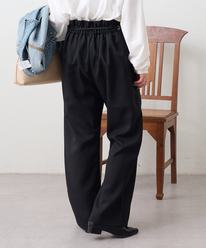 ナイスクラップ NICE CLAUP 細見えシルエット、ウエストハトメイージーパンツ （IVY） IVY