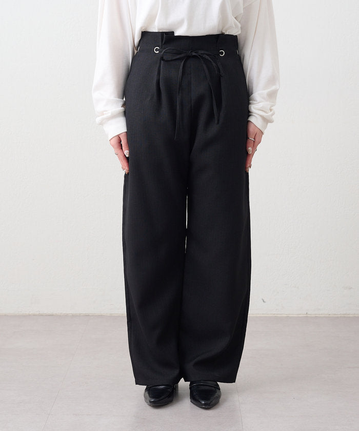 ナイスクラップ NICE CLAUP 細見えシルエット、ウエストハトメイージーパンツ （IVY） IVY