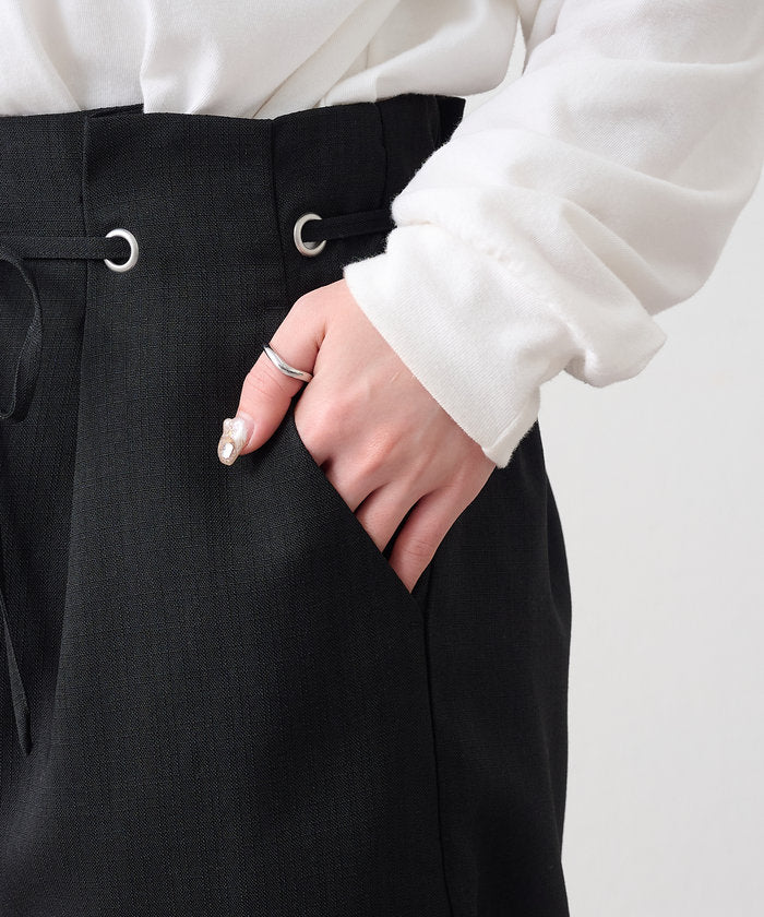 ナイスクラップ NICE CLAUP 細見えシルエット、ウエストハトメイージーパンツ （IVY） IVY