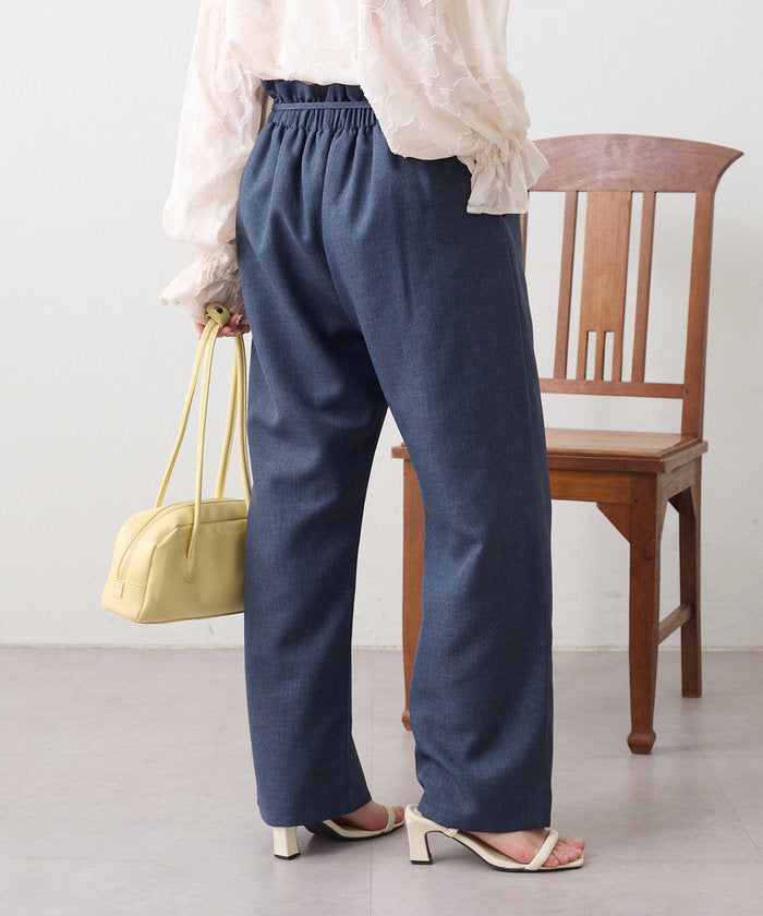 ナイスクラップ NICE CLAUP 細見えシルエット、ウエストハトメイージーパンツ （IVY） IVY