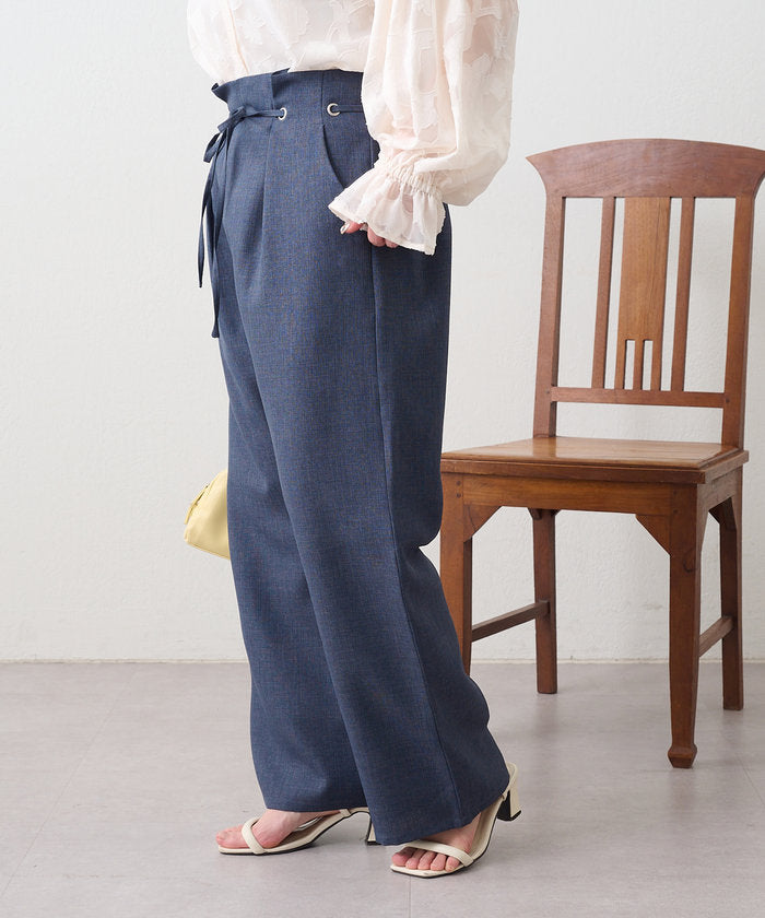 ナイスクラップ NICE CLAUP 細見えシルエット、ウエストハトメイージーパンツ （IVY） IVY