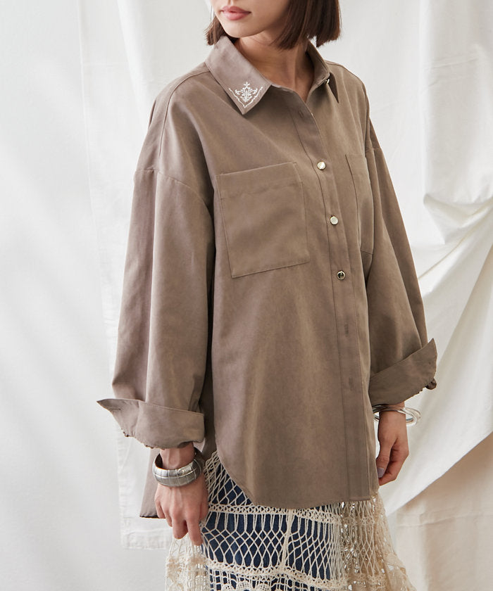 ナイスクラップ NICE CLAUP 【@kana__18sセレクト】衿刺繍シャツ （OWS） OWS