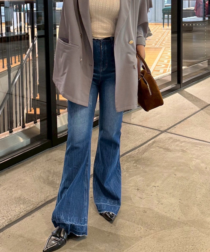 ナイスクラップ NICE CLAUP 【＠may_81oセレクト】フレアデニムパンツ （CLR） CLR