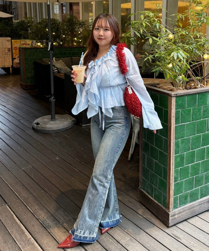 ナイスクラップ NICE CLAUP 【＠may_81oセレクト】フレアデニムパンツ （CLR） CLR