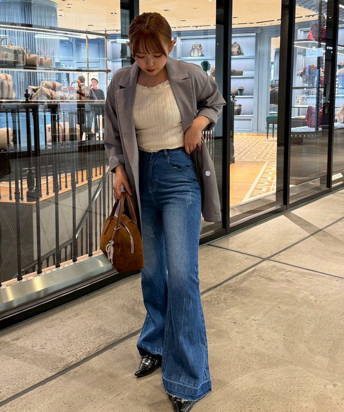 ナイスクラップ NICE CLAUP 【＠may_81oセレクト】フレアデニムパンツ （CLR） CLR
