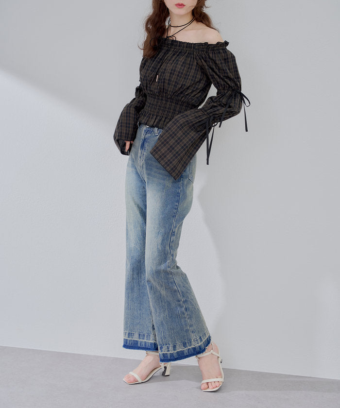 ナイスクラップ NICE CLAUP 【＠may_81oセレクト】フレアデニムパンツ （CLR） CLR