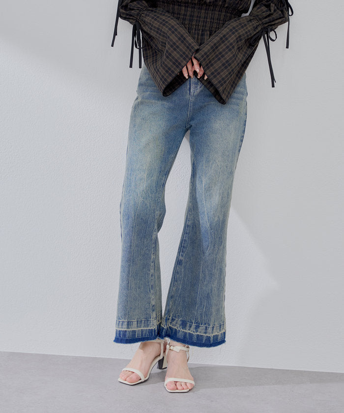 ナイスクラップ NICE CLAUP 【＠may_81oセレクト】フレアデニムパンツ （CLR） CLR