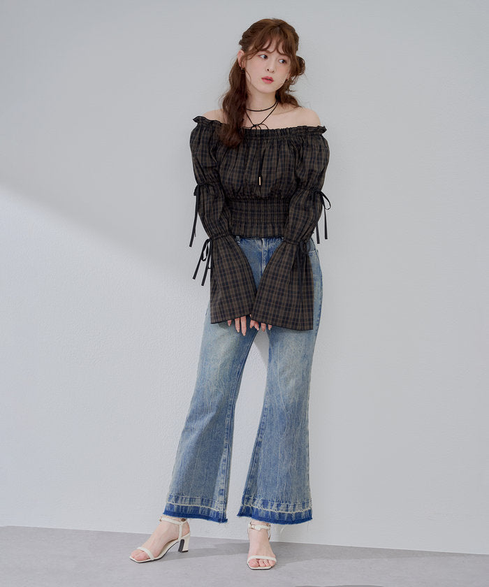 ナイスクラップ NICE CLAUP 【＠may_81oセレクト】フレアデニムパンツ （CLR） CLR