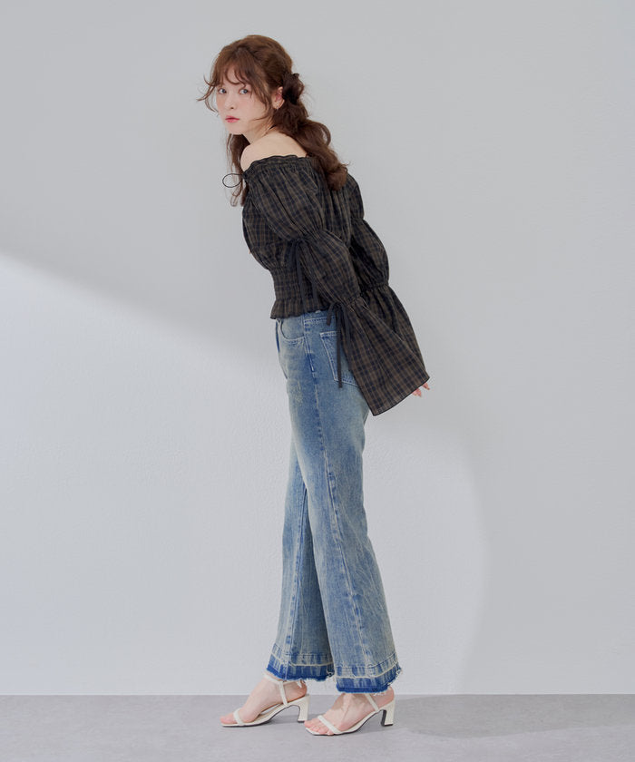 ナイスクラップ NICE CLAUP 【＠may_81oセレクト】フレアデニムパンツ （CLR） CLR