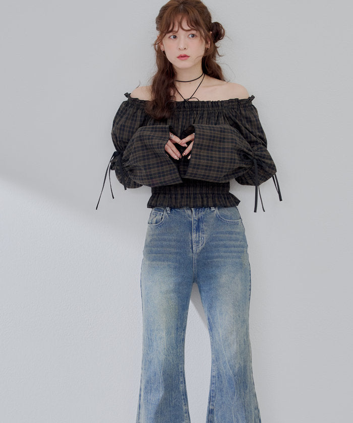 ナイスクラップ NICE CLAUP 【＠may_81oセレクト】フレアデニムパンツ （CLR） CLR