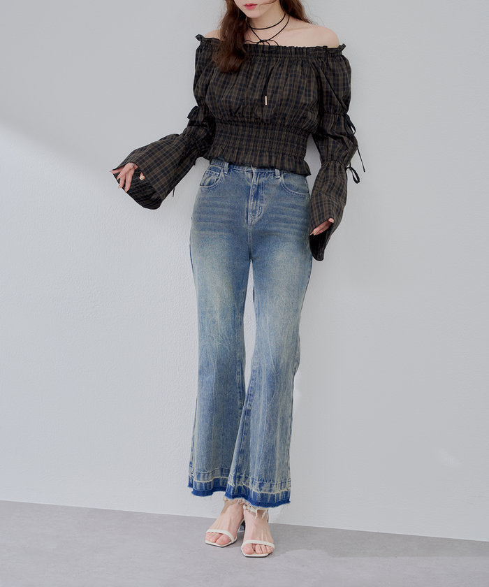 ナイスクラップ NICE CLAUP 【＠may_81oセレクト】フレアデニムパンツ （CLR） CLR