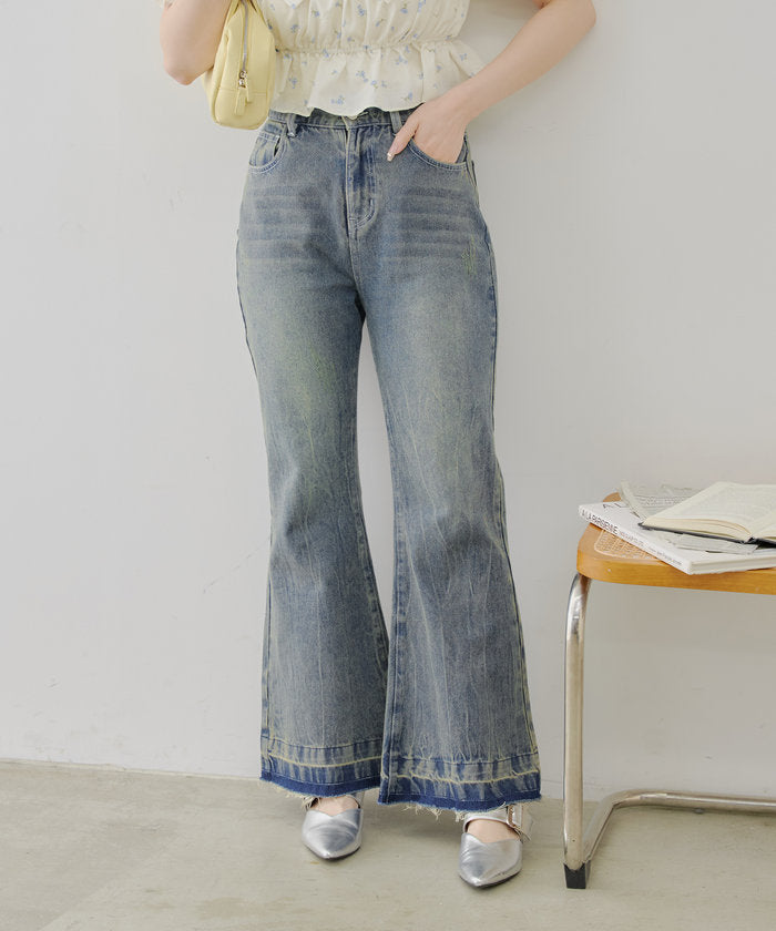 ナイスクラップ NICE CLAUP 【＠may_81oセレクト】フレアデニムパンツ （CLR） CLR