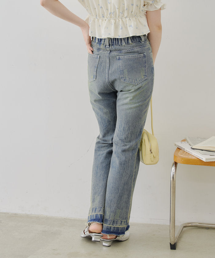 ナイスクラップ NICE CLAUP 【＠may_81oセレクト】フレアデニムパンツ （CLR） CLR