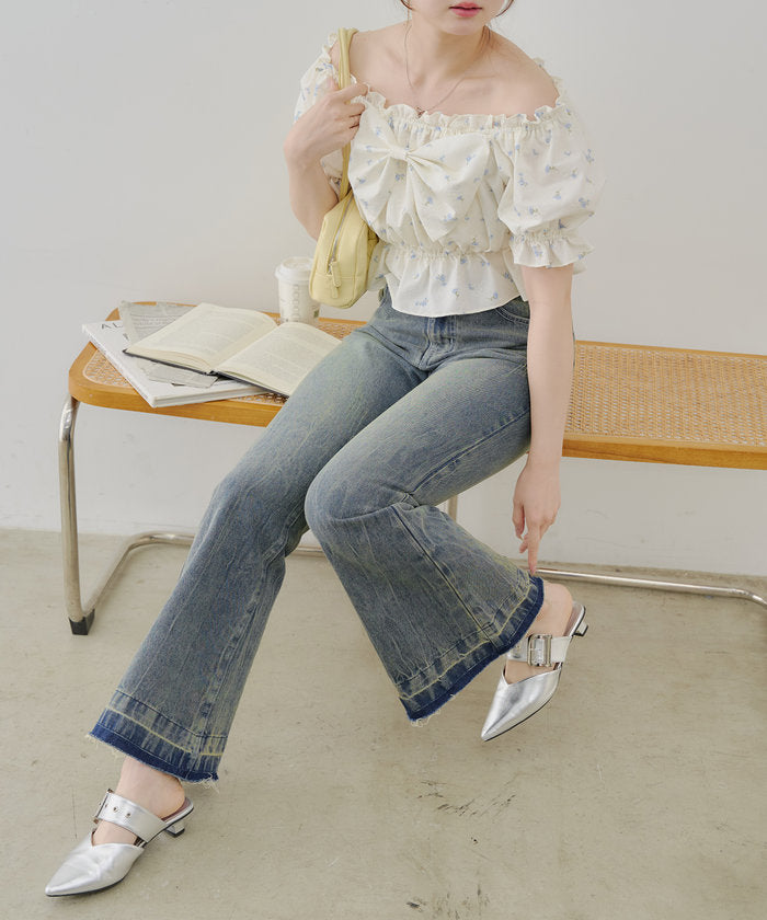ナイスクラップ NICE CLAUP 【＠may_81oセレクト】フレアデニムパンツ （CLR） CLR