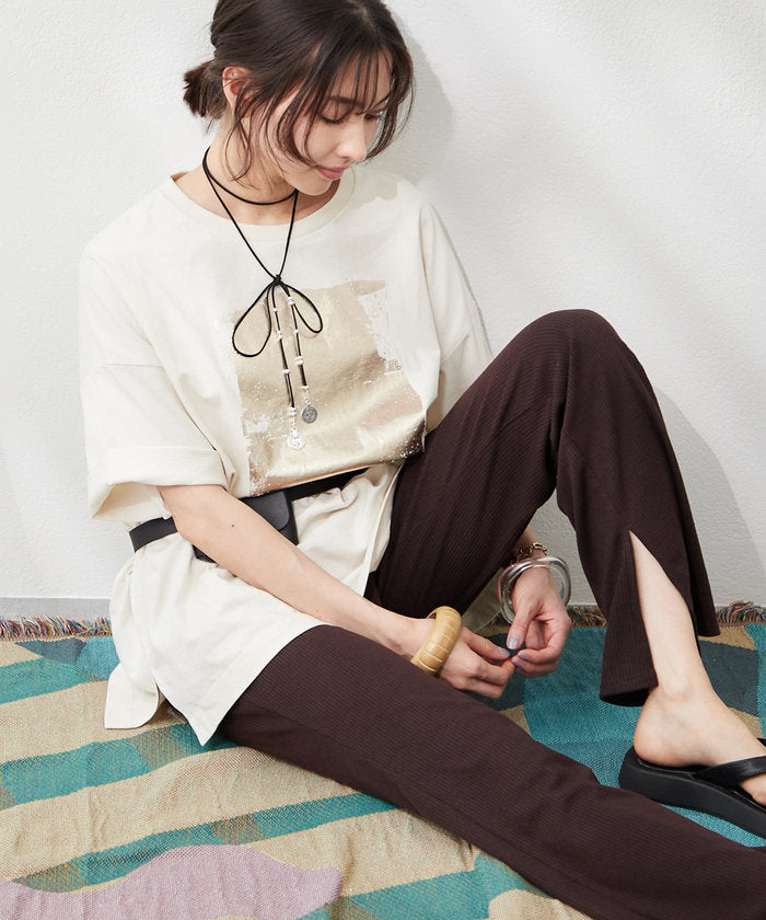 ナイスクラップ NICE CLAUP 【@kana__18sセレクト】裾スリットフレアーパンツ （SUM） SUM