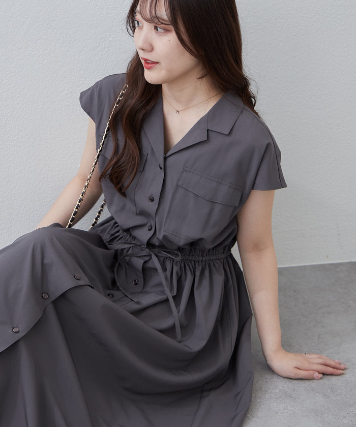 ナイスクラップ NICE CLAUP 【NAO】5色展開、キレイ見えシャツロングワンピース （CGY） CGY