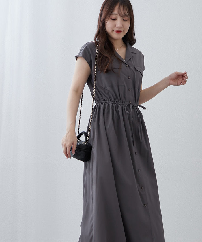 ナイスクラップ NICE CLAUP 【NAO】5色展開、キレイ見えシャツロングワンピース （CGY） CGY