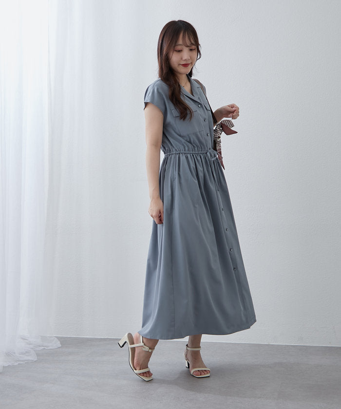 ナイスクラップ NICE CLAUP 【NAO】5色展開、キレイ見えシャツロングワンピース （CGY） CGY