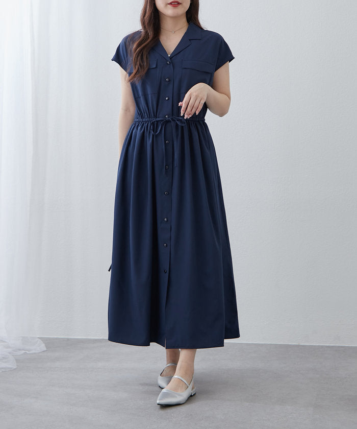 ナイスクラップ NICE CLAUP 【NAO】5色展開、キレイ見えシャツロングワンピース （CGY） CGY