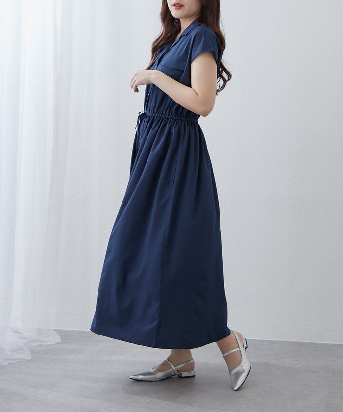 ナイスクラップ NICE CLAUP 【NAO】5色展開、キレイ見えシャツロングワンピース （CGY） CGY