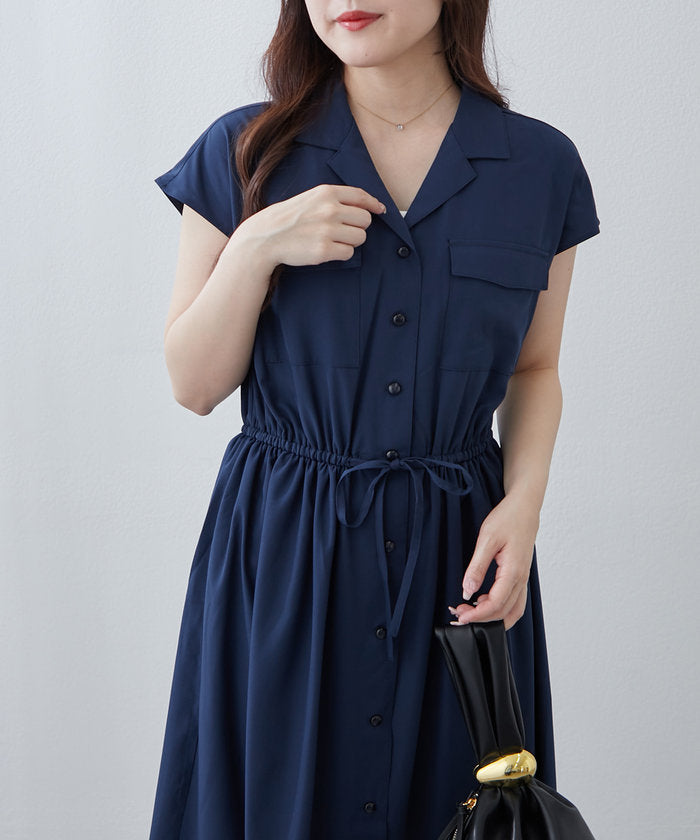 ナイスクラップ NICE CLAUP 【NAO】5色展開、キレイ見えシャツロングワンピース （CGY） CGY