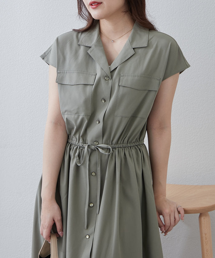 ナイスクラップ NICE CLAUP 【NAO】5色展開、キレイ見えシャツロングワンピース （CGY） CGY