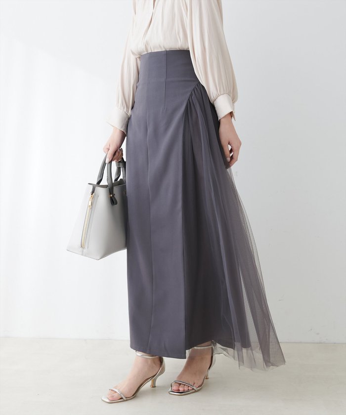 ナイスクラップ NICE CLAUP 【natural couture】チュールコンビスカート （GBE） GBE