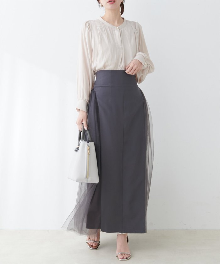 ナイスクラップ NICE CLAUP 【natural couture】チュールコンビスカート （GBE） GBE