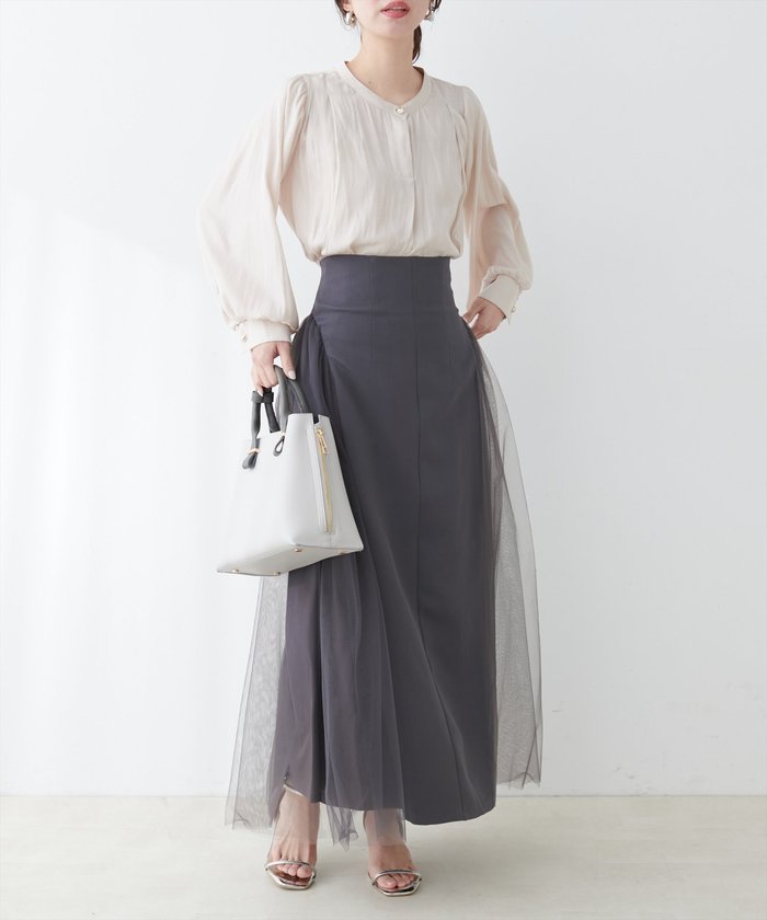ナイスクラップ NICE CLAUP 【natural couture】チュールコンビスカート （GBE） GBE