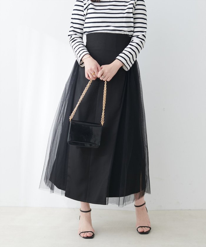 ナイスクラップ NICE CLAUP 【natural couture】チュールコンビスカート （GBE） GBE