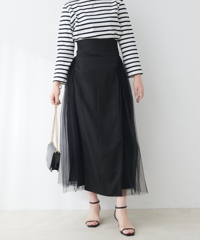 ナイスクラップ NICE CLAUP 【natural couture】チュールコンビスカート （GBE） GBE